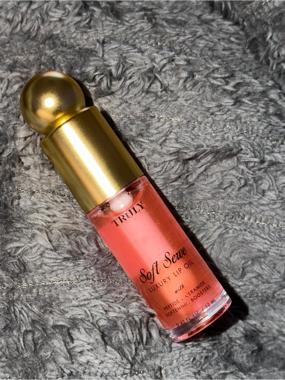 TRULY Soft Serve Luxury Lip Oil – Gold Cap with Pink Oil